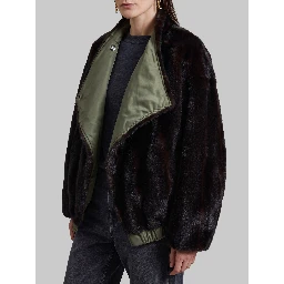 Brown and green Vera faux fur reversible short coat