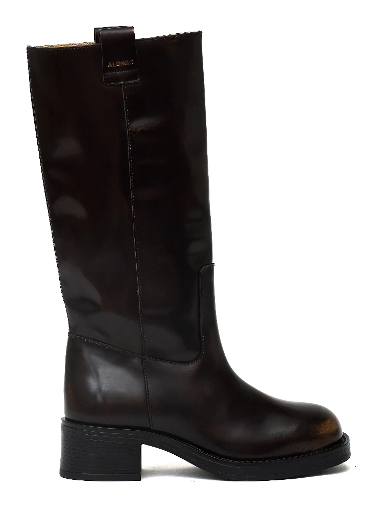 Sajan Vintage Effect Brown Leather Boots