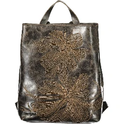 Brown Polyurethane Women Backpack