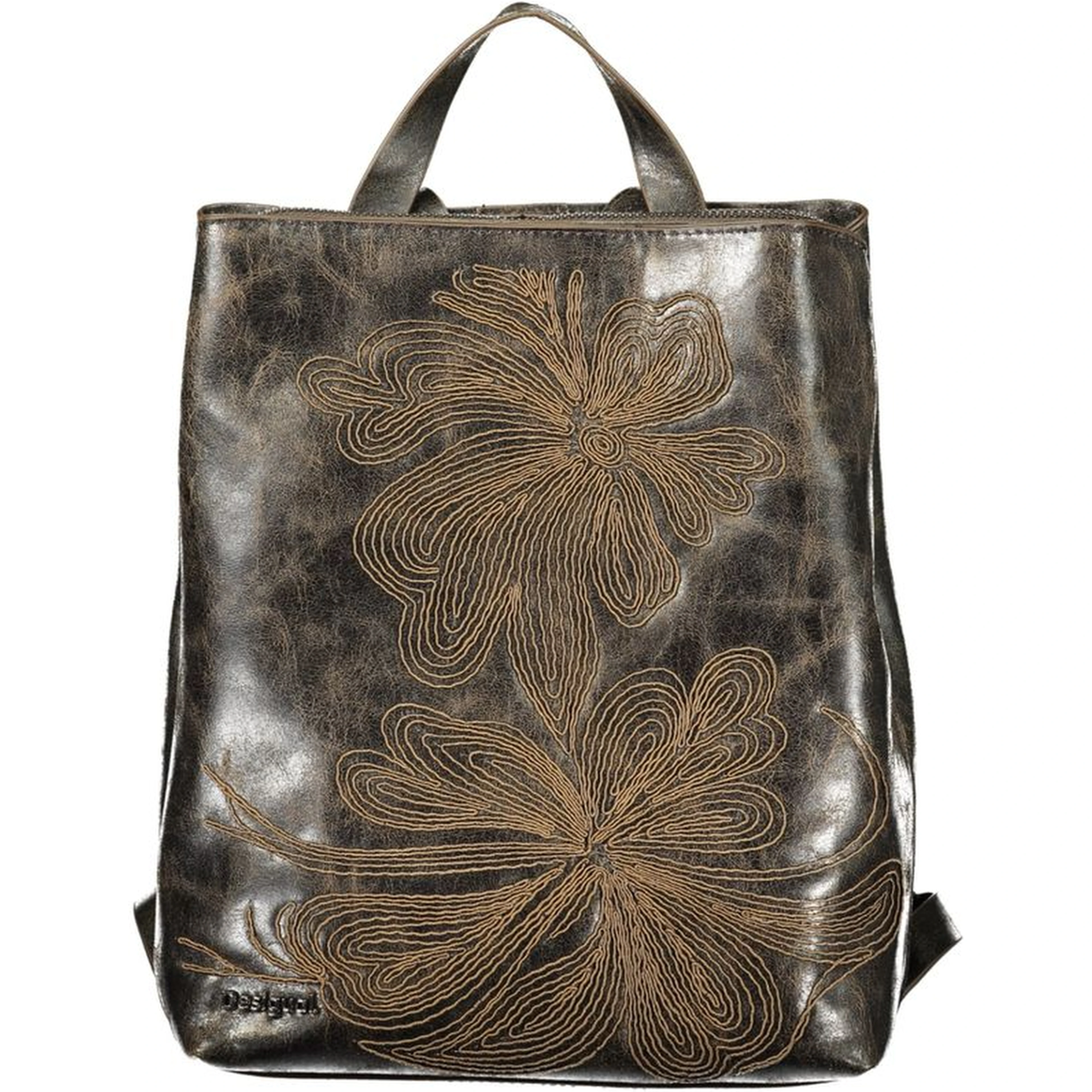 Brown Polyurethane Women Backpack