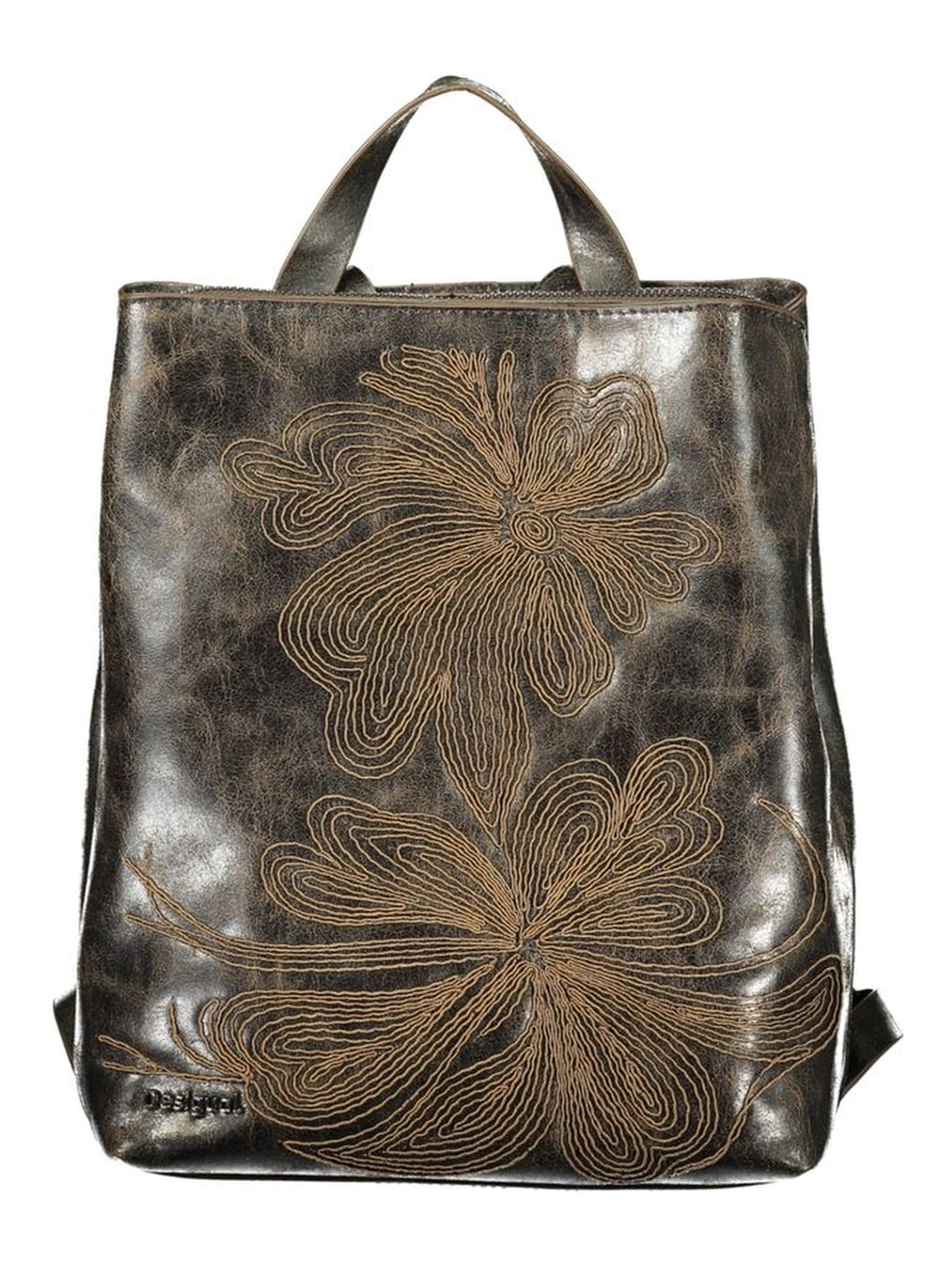 Brown Polyurethane Women Backpack