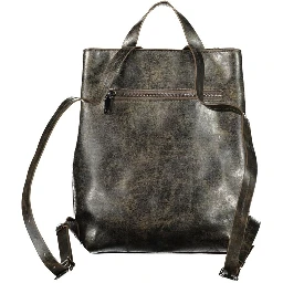 Brown Polyurethane Women Backpack