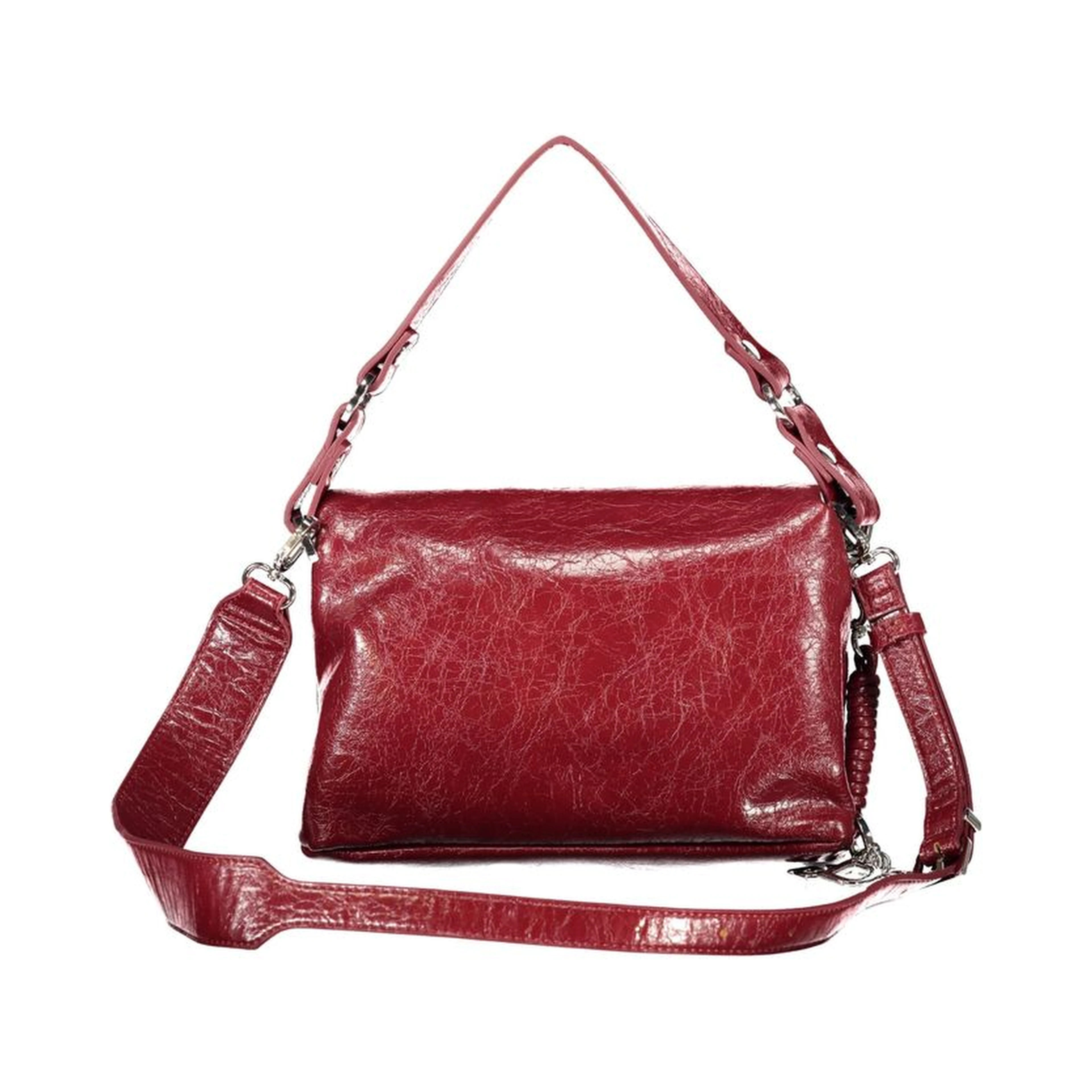 Red Polyurethane Women's Bag