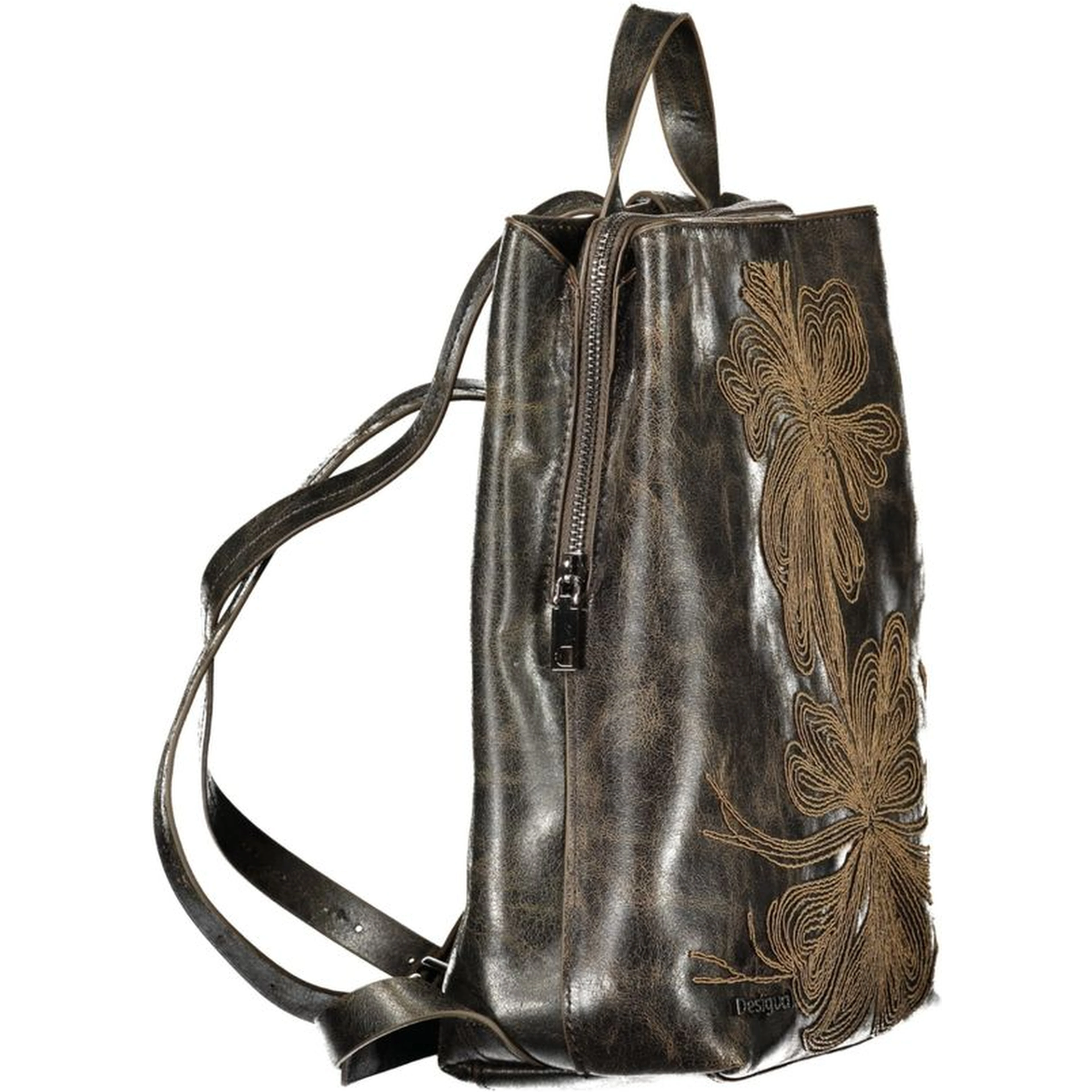 Brown Polyurethane Women Backpack