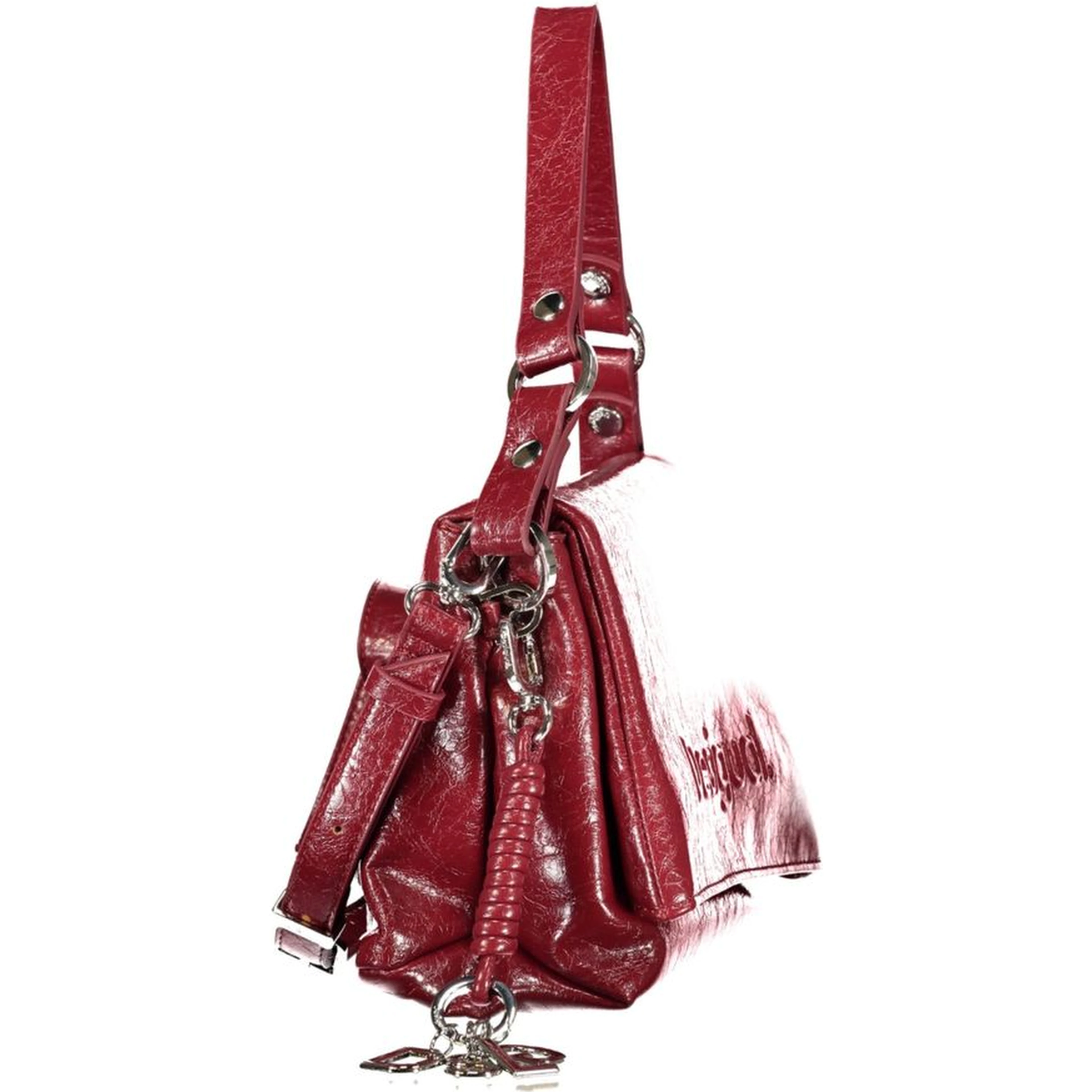 Red Polyurethane Women's Bag