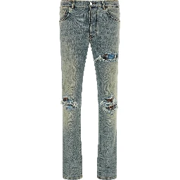Blue Cotton Skinny Jeans