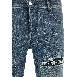 Blue Cotton Skinny Jeans