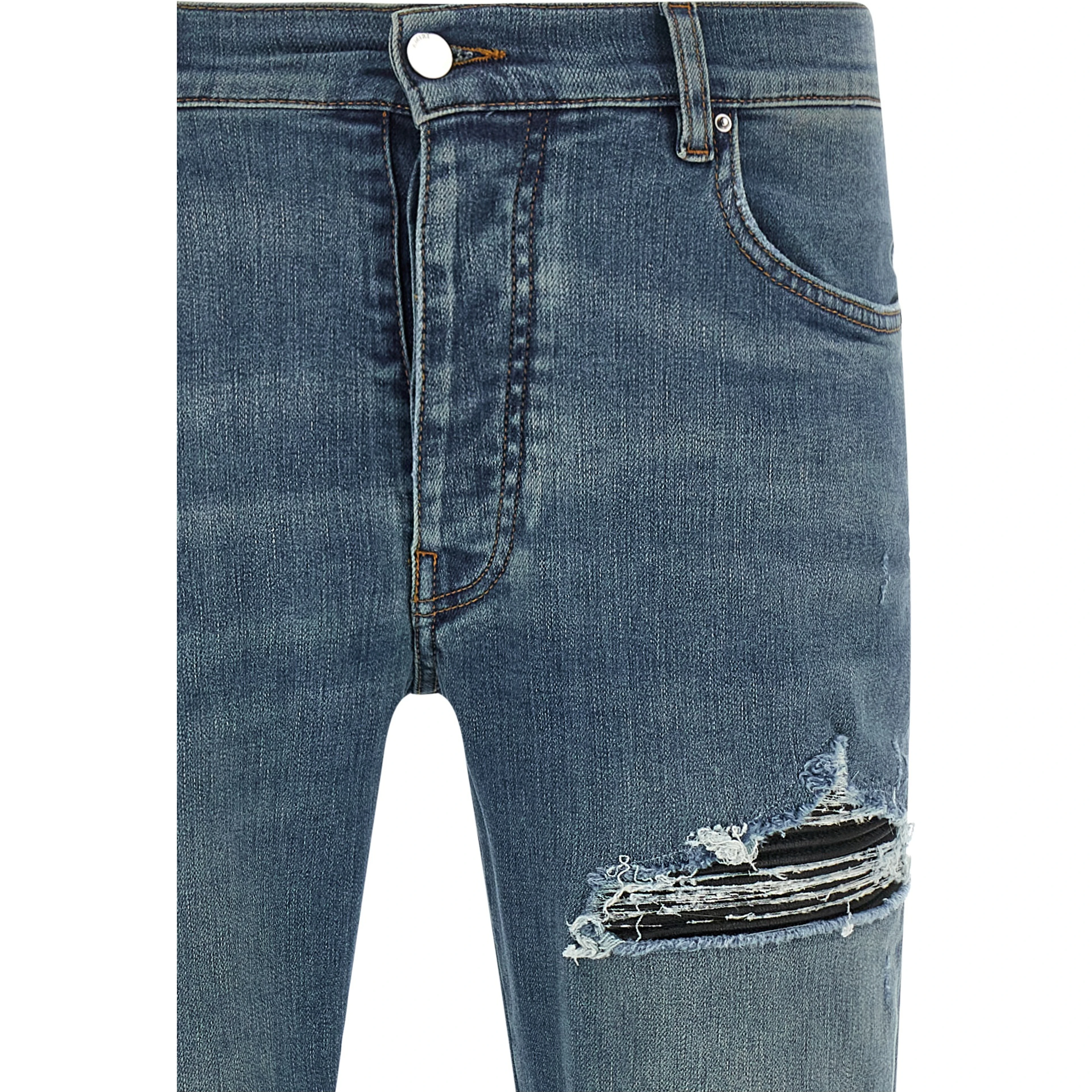 Blue Cotton Skinny Jeans