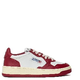 Sneakers Medalist Low In Pelle Bicolore Bianco, Deep Claret
