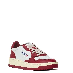 Sneakers Medalist Low In Pelle Bicolore Bianco, Deep Claret