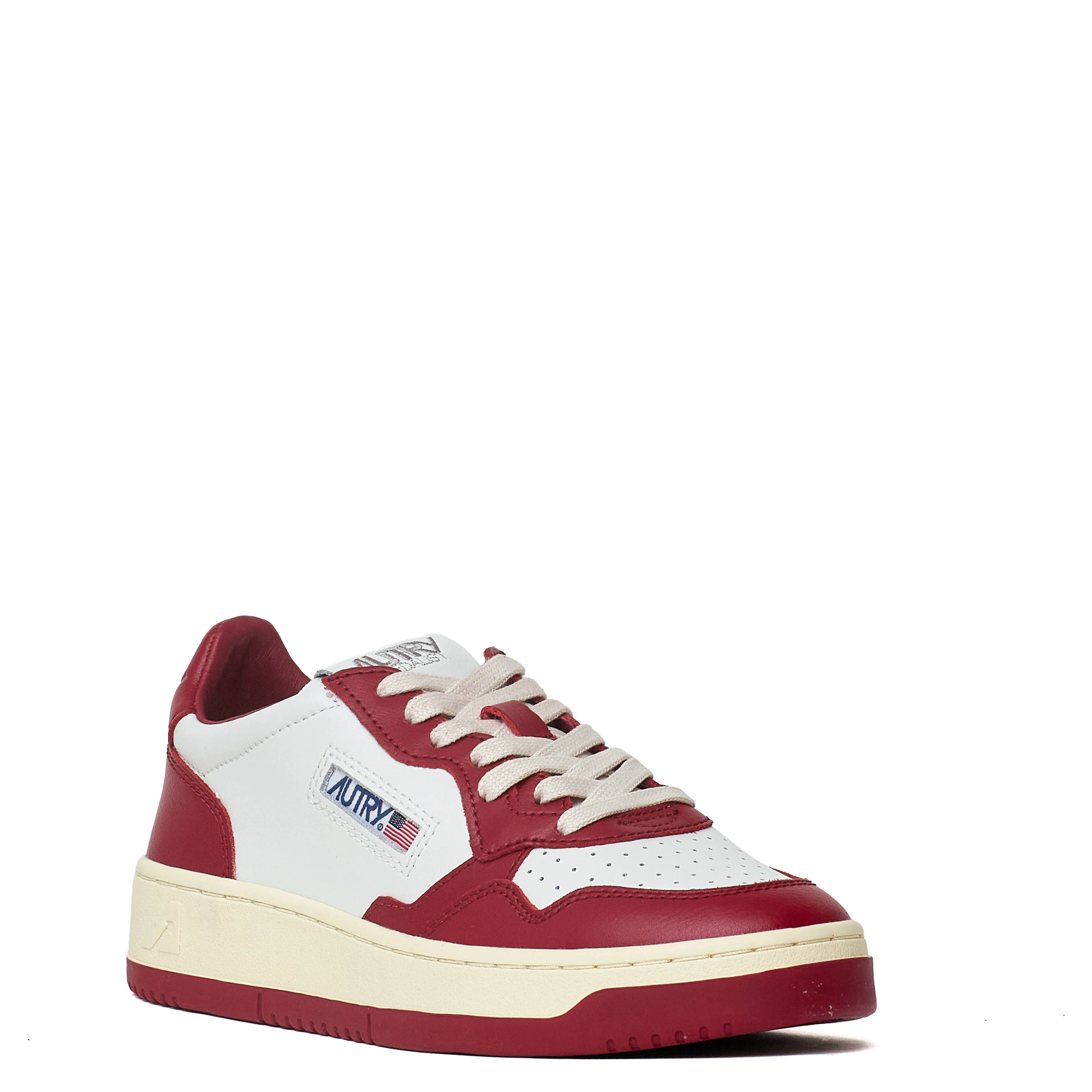 Sneakers Medalist Low In Pelle Bicolore Bianco, Deep Claret