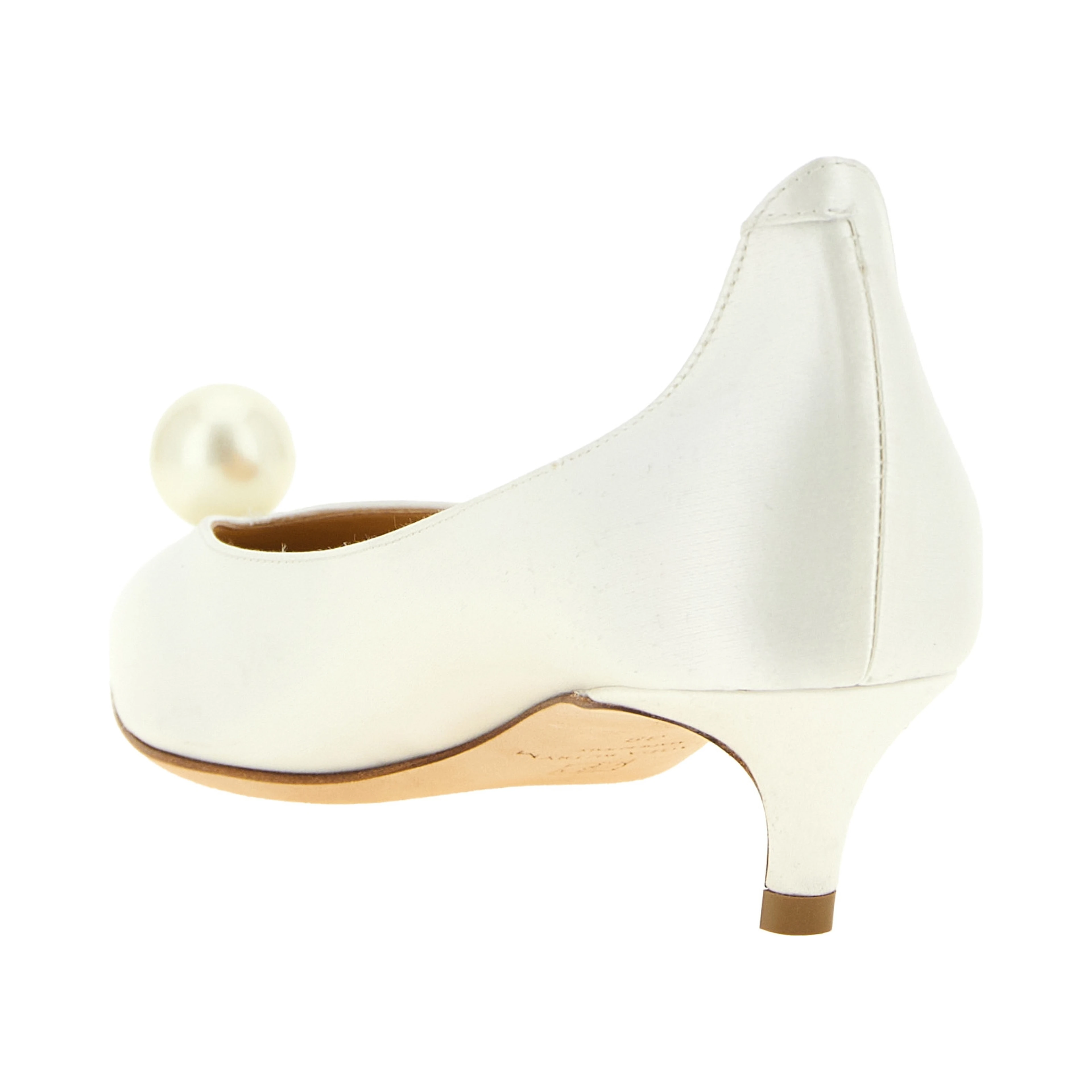 White Viscose Mid Heel Pumps