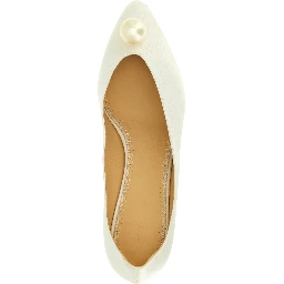 White Viscose Mid Heel Pumps