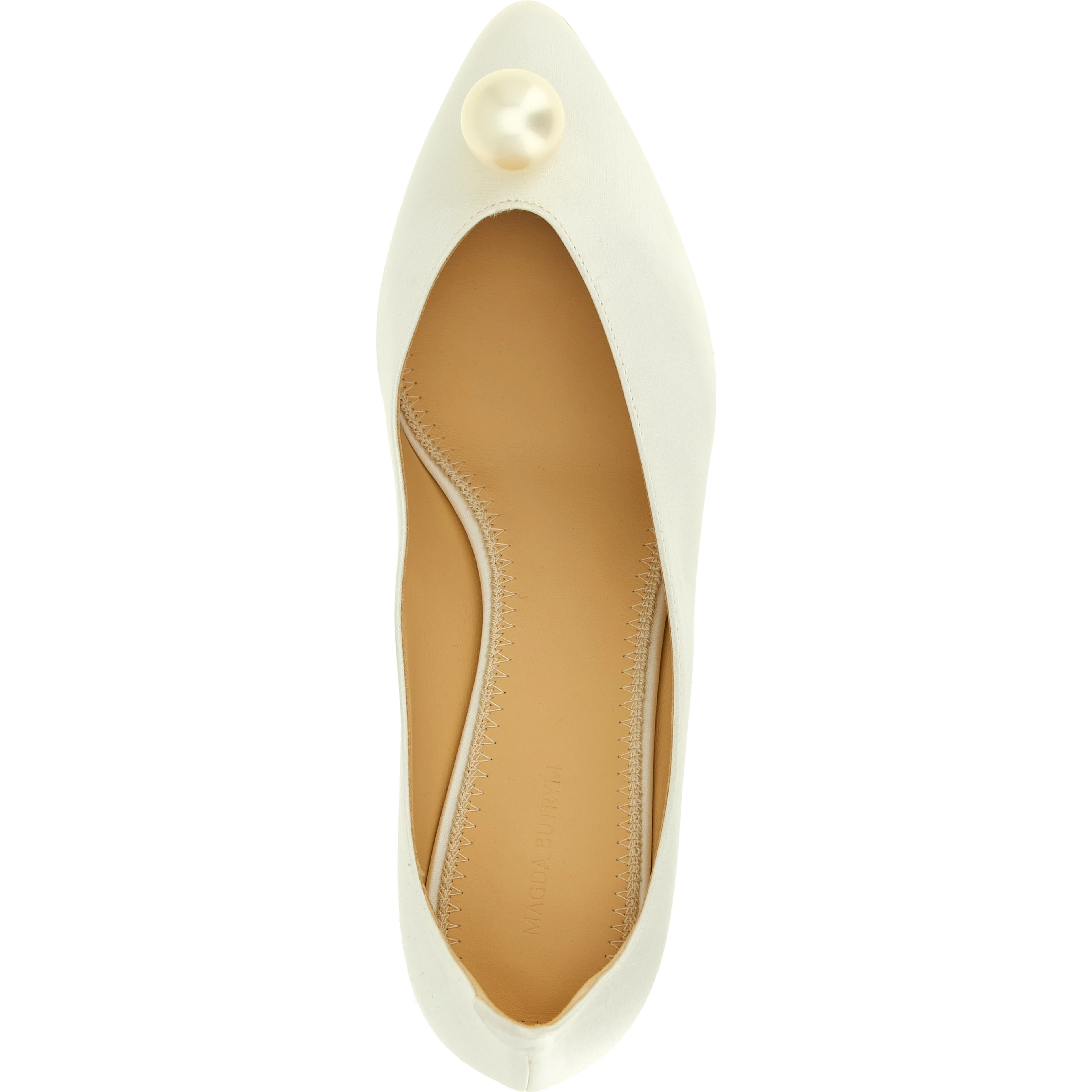 White Viscose Mid Heel Pumps
