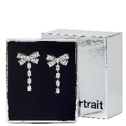 Crystal Bow Pearl Droplet Earrings