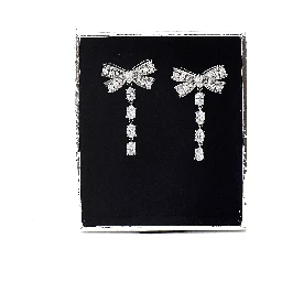 Crystal Bow Pearl Droplet Earrings