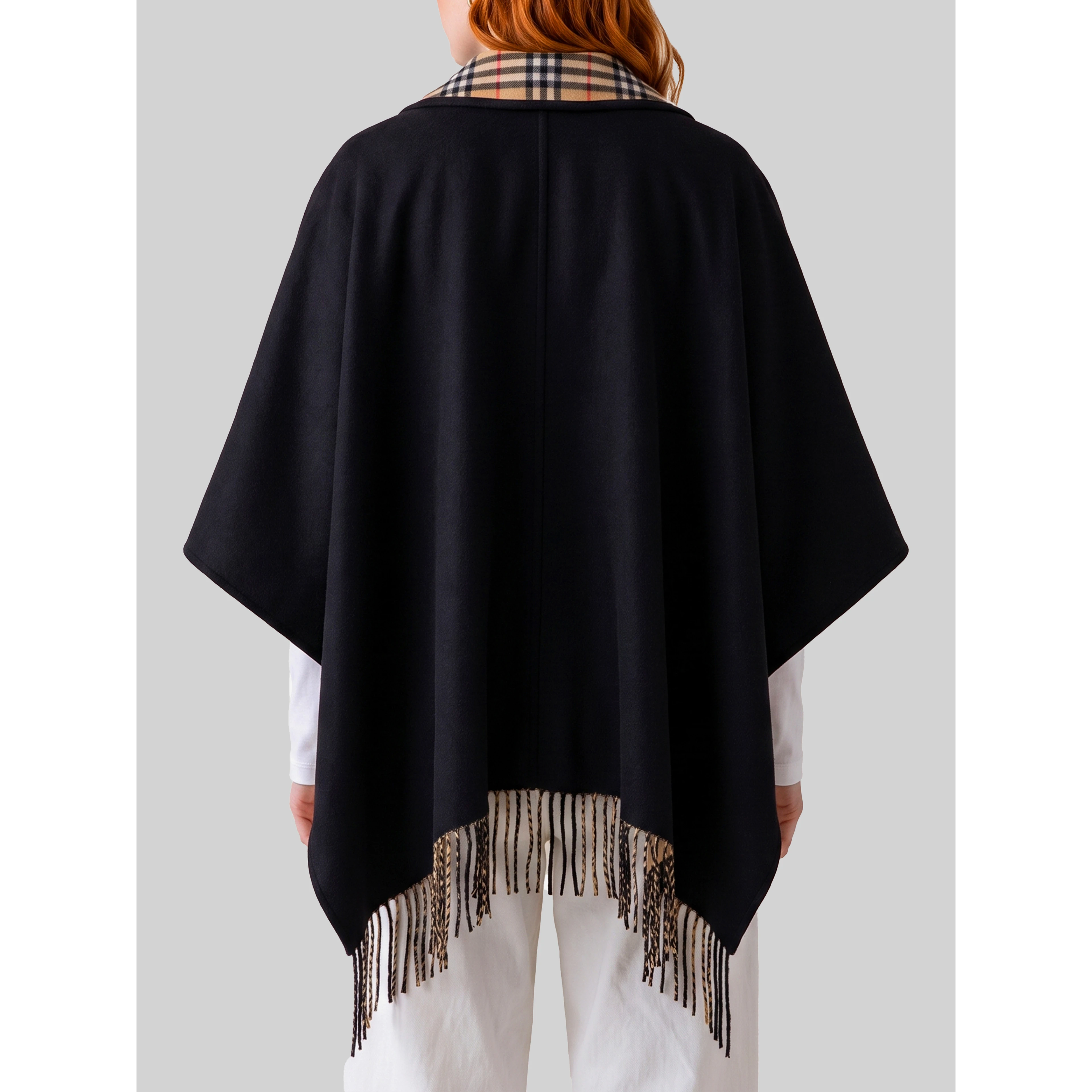 Reversible Check wool cape
