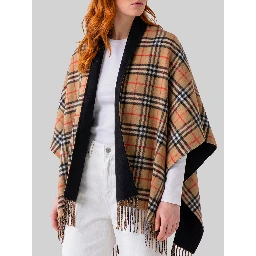 Reversible Check wool cape