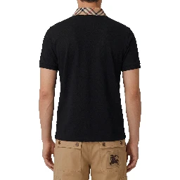 Check-collar cotton polo shirt