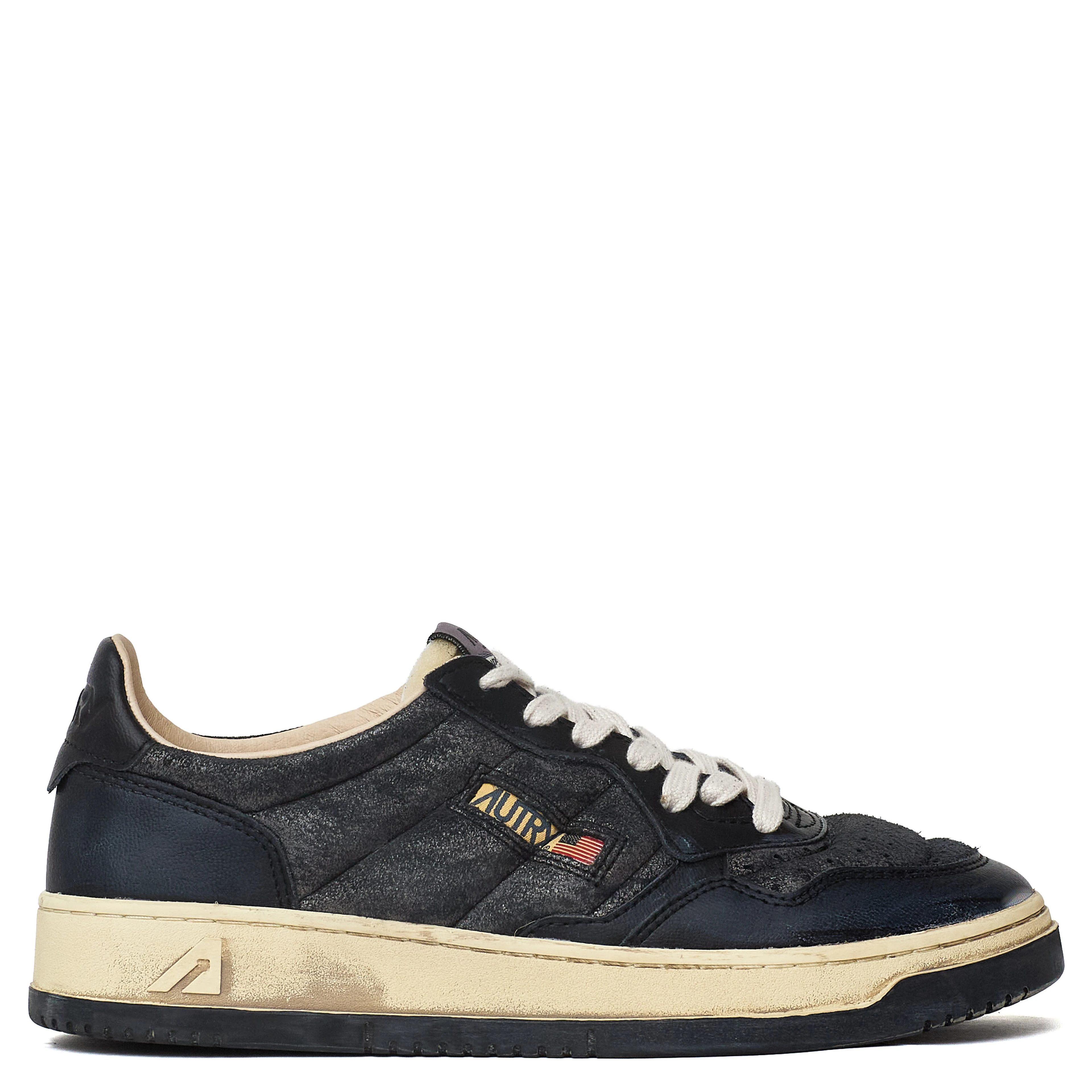 Sneakers Super Vintage Low In Pelle Di Capra Imbottita Effetto Crack