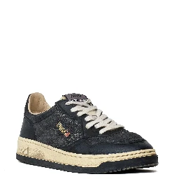 Sneakers Super Vintage Low In Pelle Di Capra Imbottita Effetto Crack