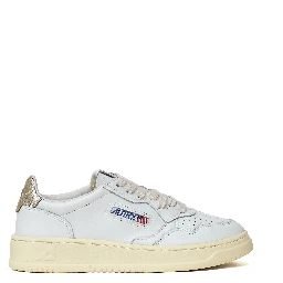 Sneakers Medalist Low In Pelle Bianca, Oro
