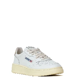 Sneakers Medalist Low In Pelle Bianca, Oro