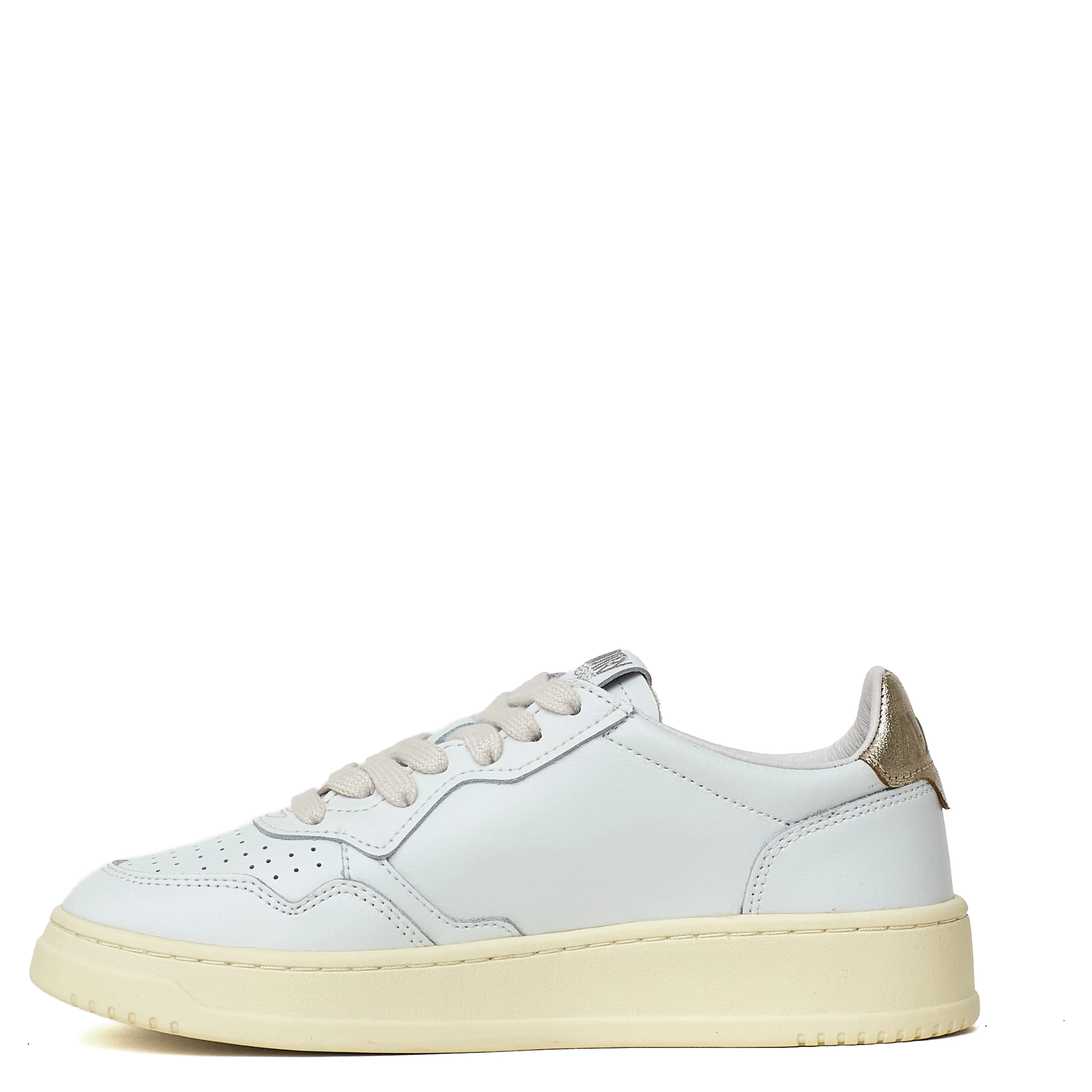 Sneakers Medalist Low In Pelle Bianca, Oro