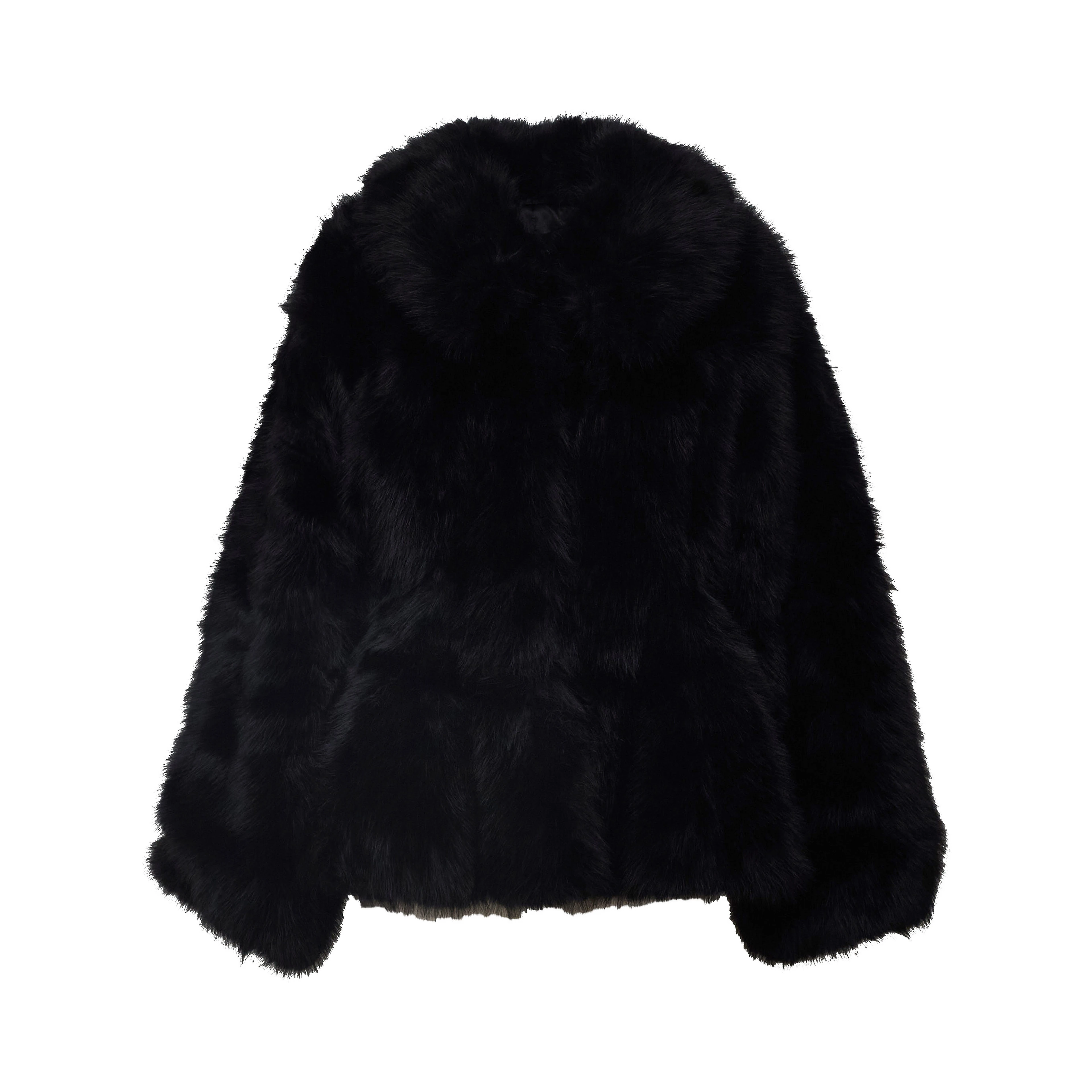 Minta Faux Fur Flared Jacket Black
