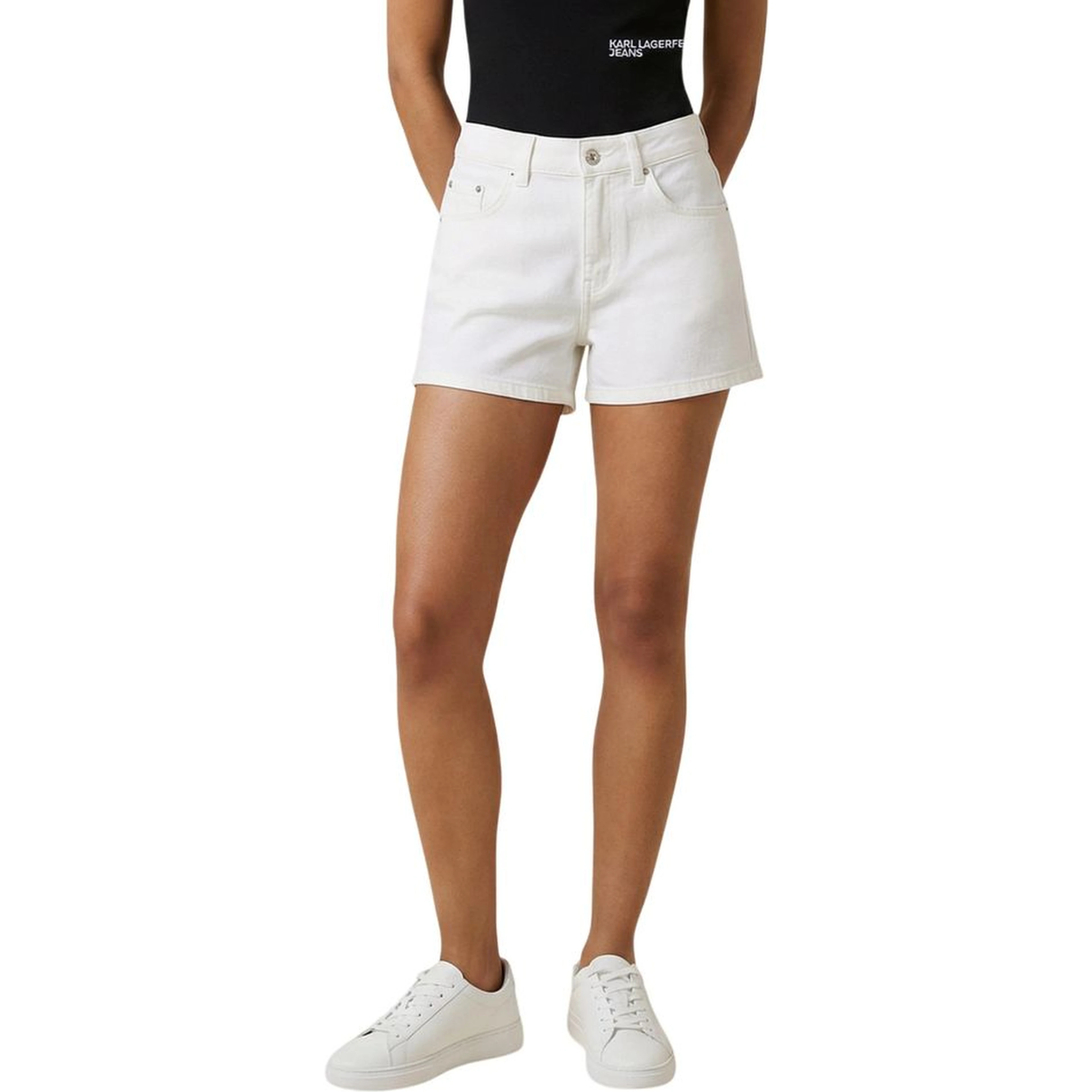 Cream Denim Shorts