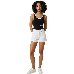 Cream Denim Shorts