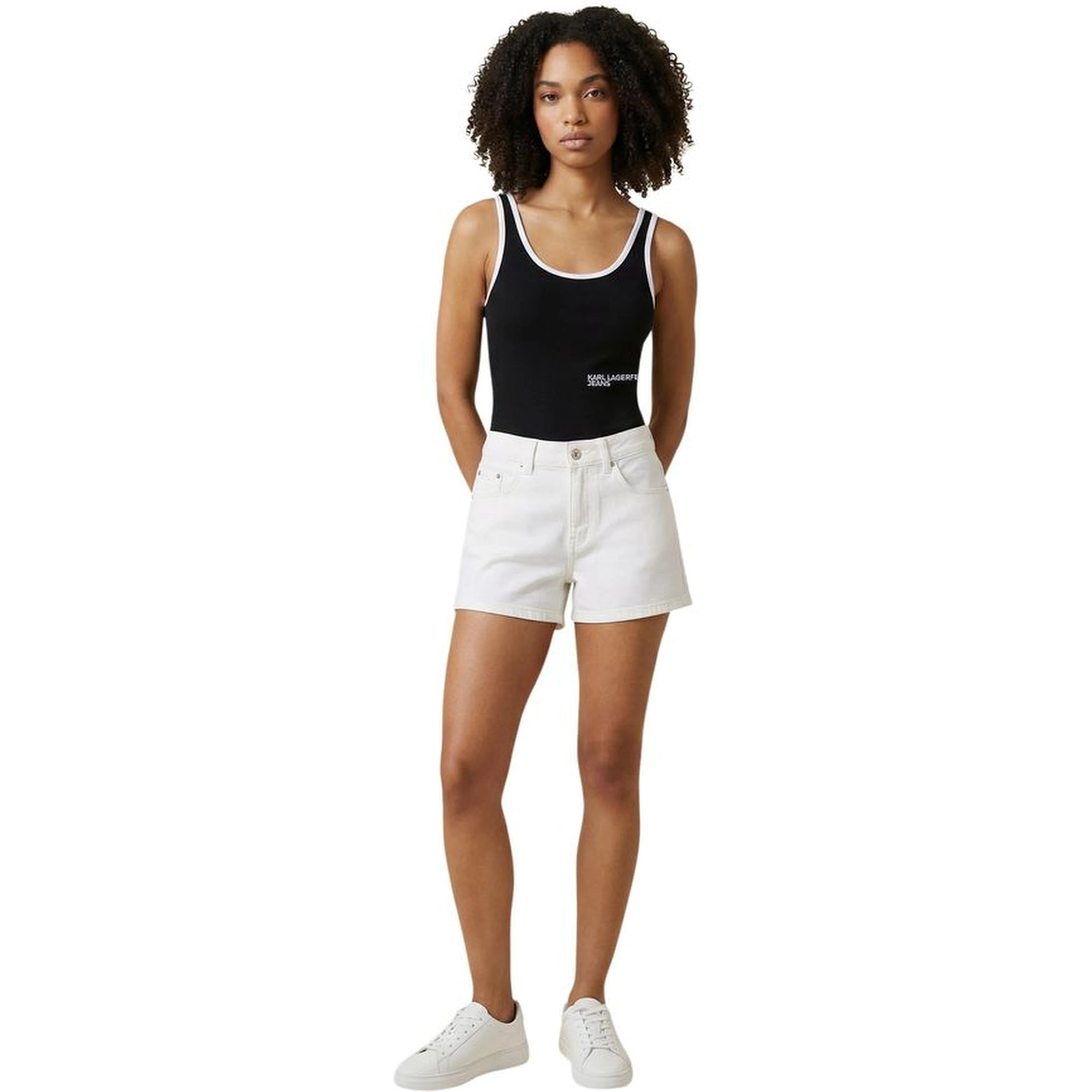 Cream Denim Shorts