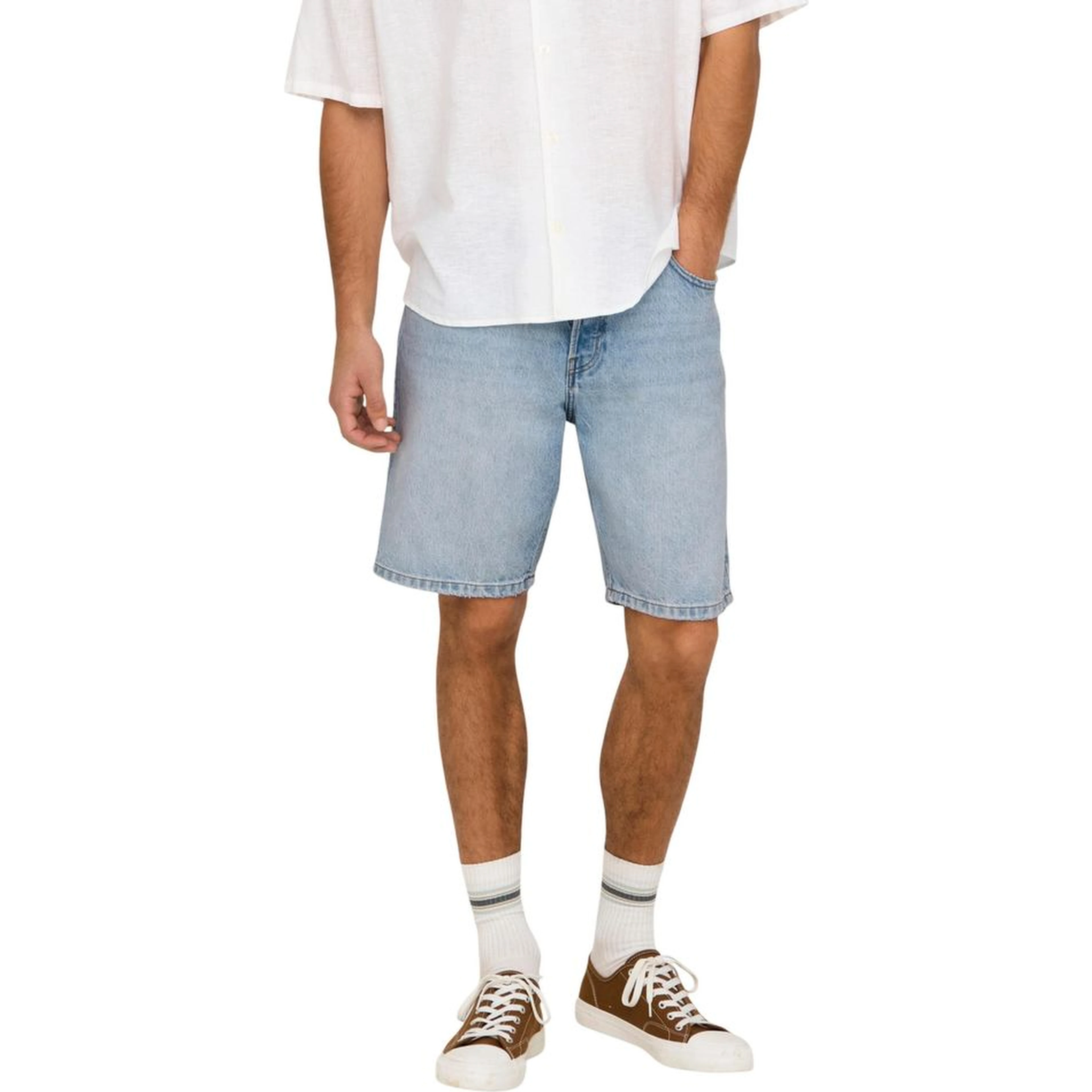 Light Blue Cotton Bermuda Shorts