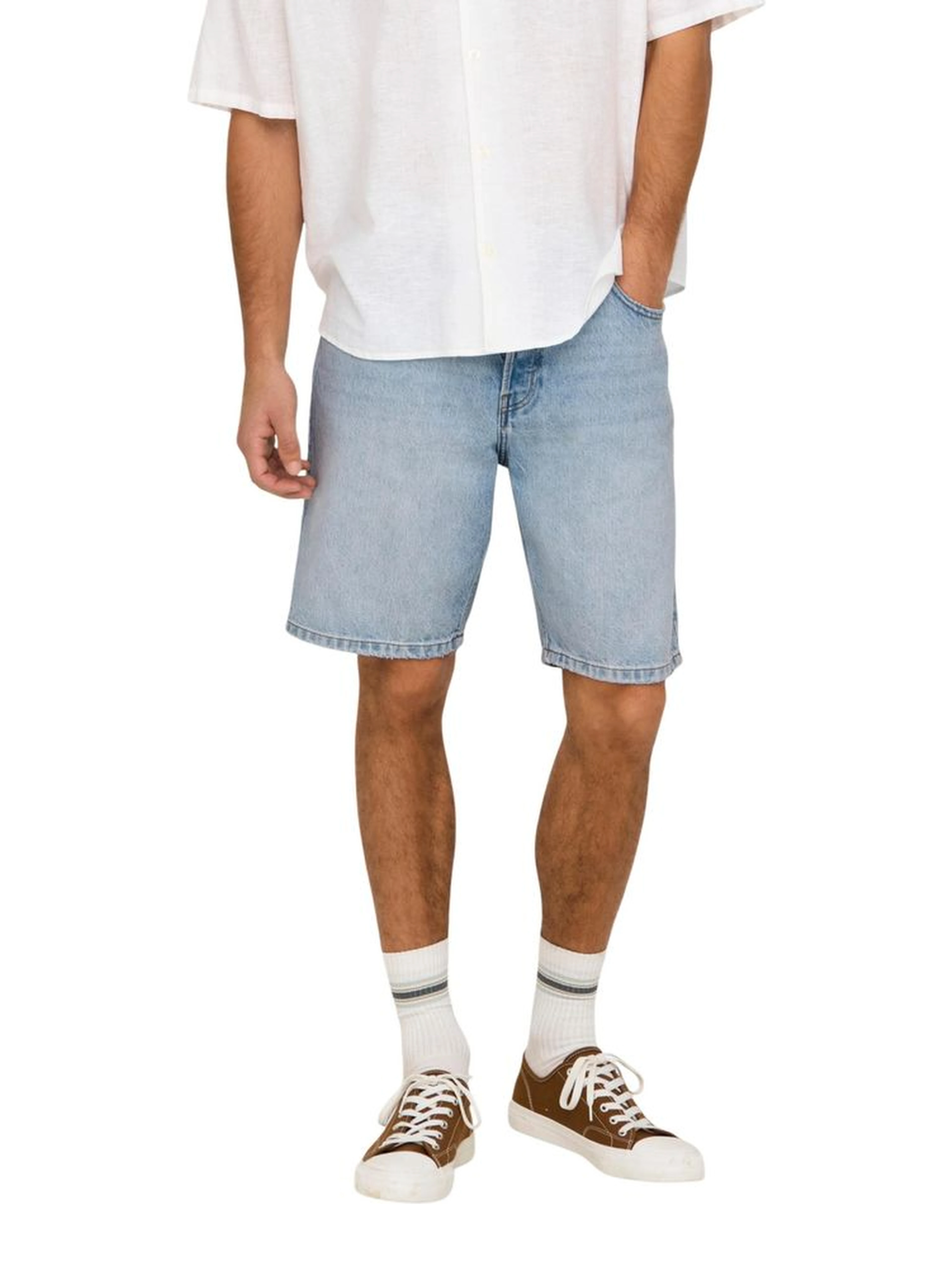 Light Blue Cotton Bermuda Shorts