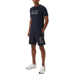 Blue Cotton Bermuda Shorts