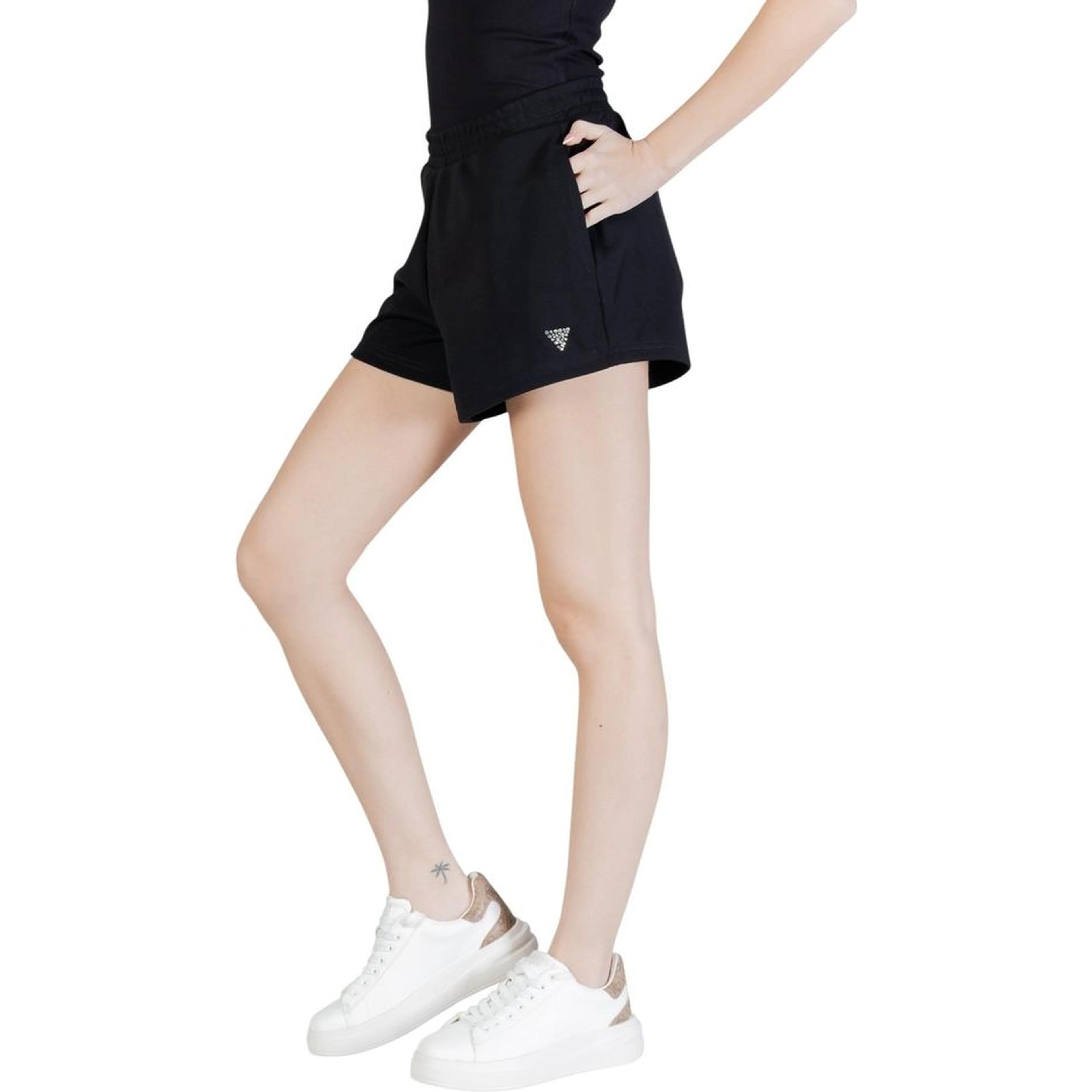 Black Polyester Short And Mini Shorts