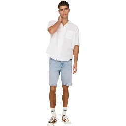 Light Blue Cotton Bermuda Shorts