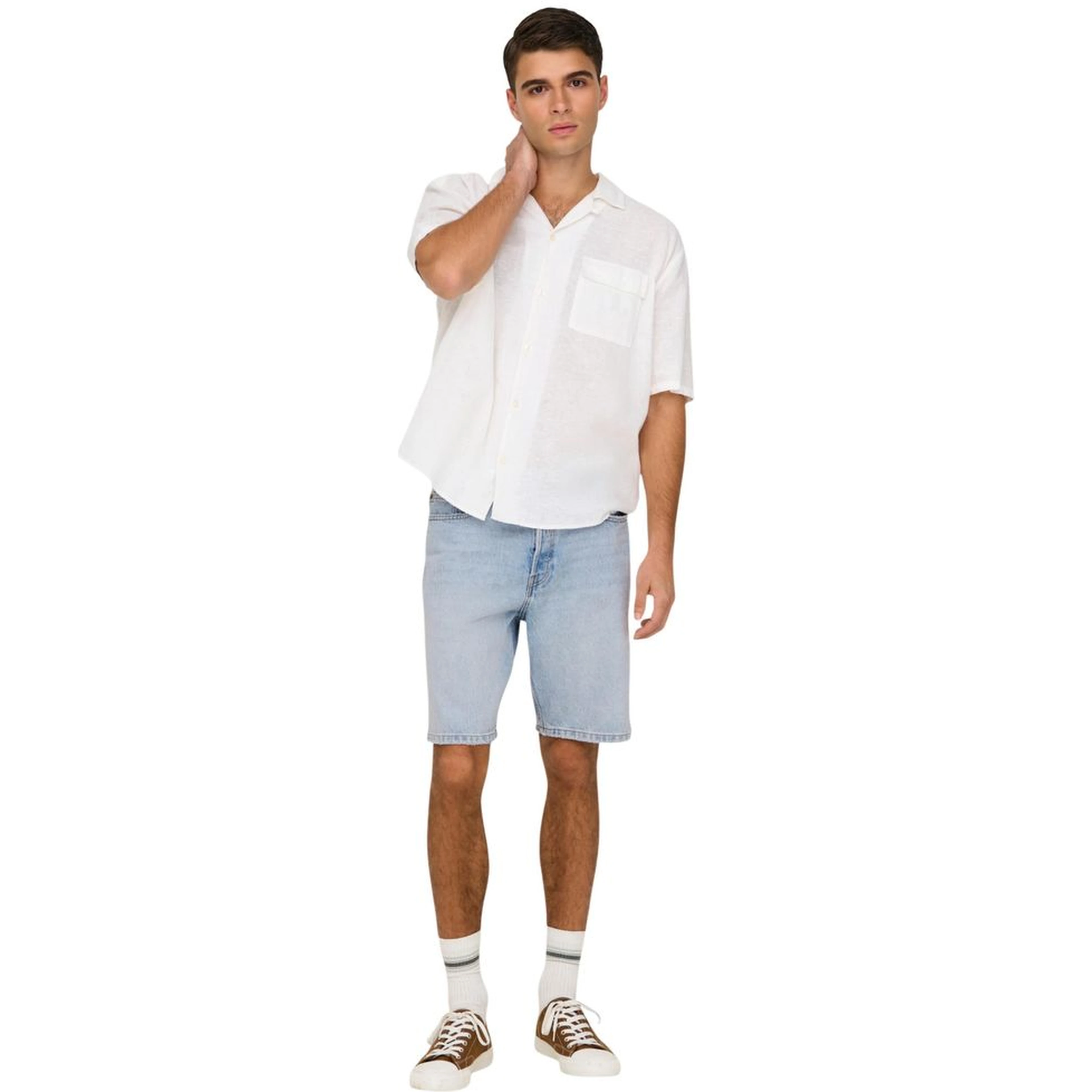 Light Blue Cotton Bermuda Shorts