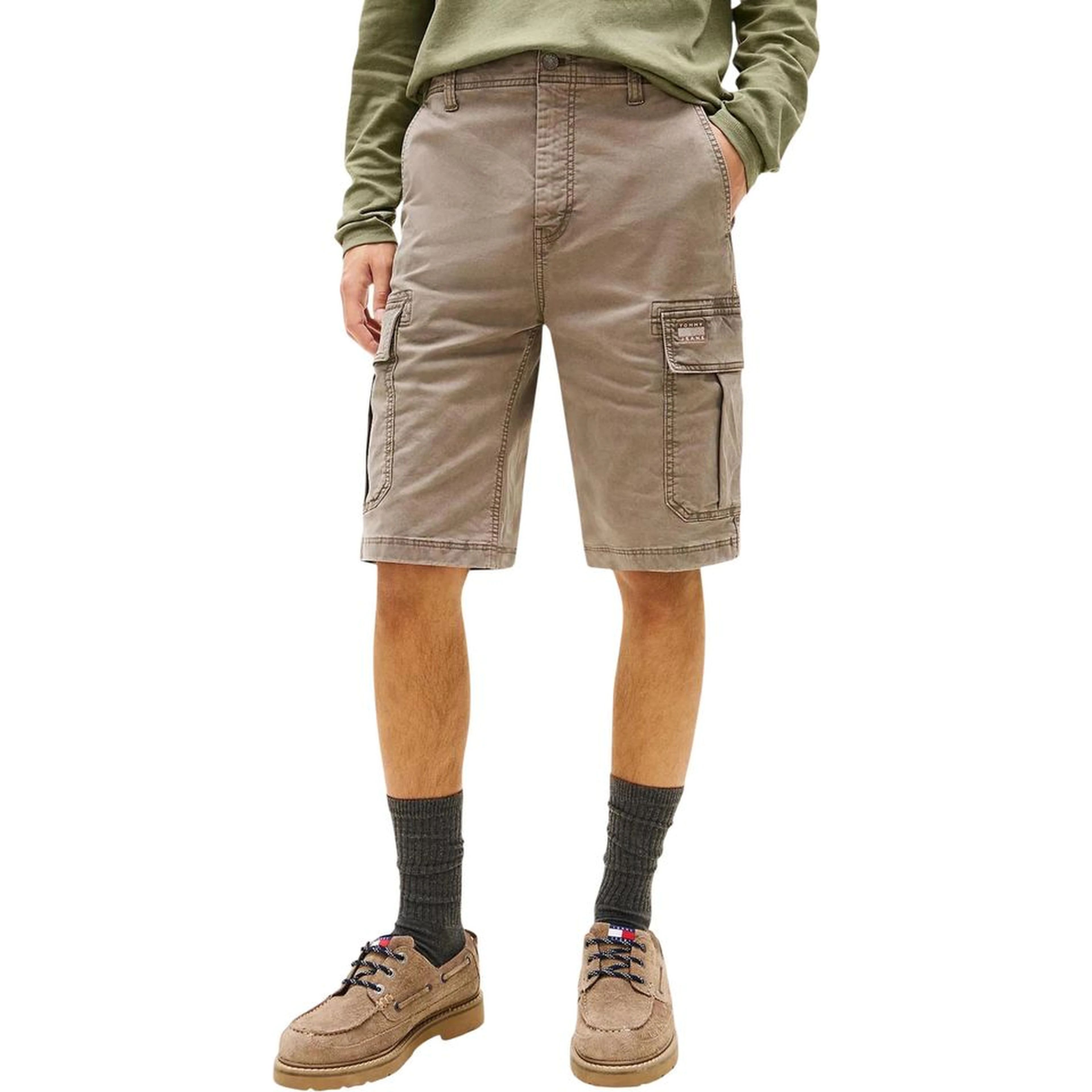 Beige Recycled Cotton Cargo Shorts