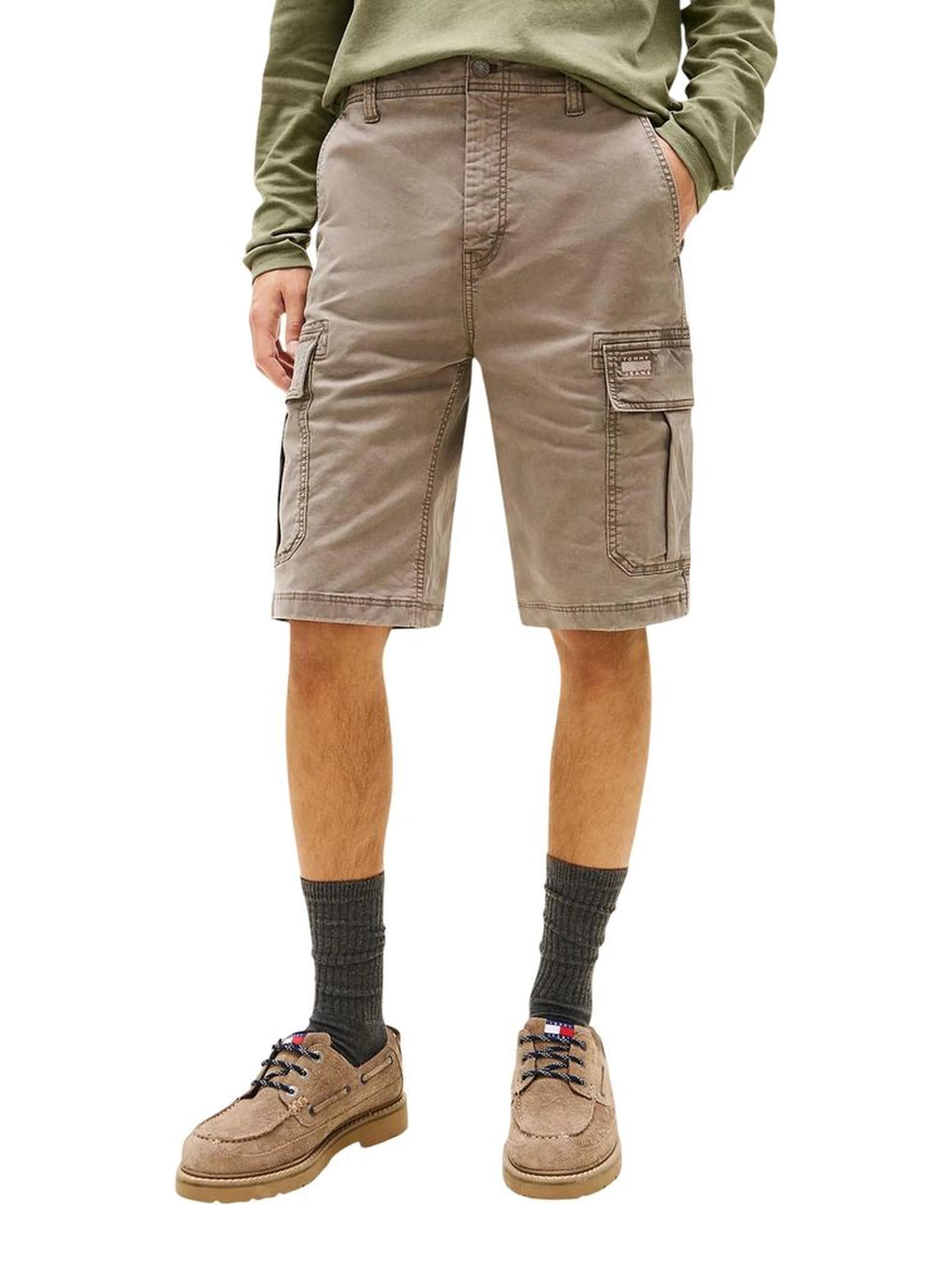 Beige Recycled Cotton Cargo Shorts