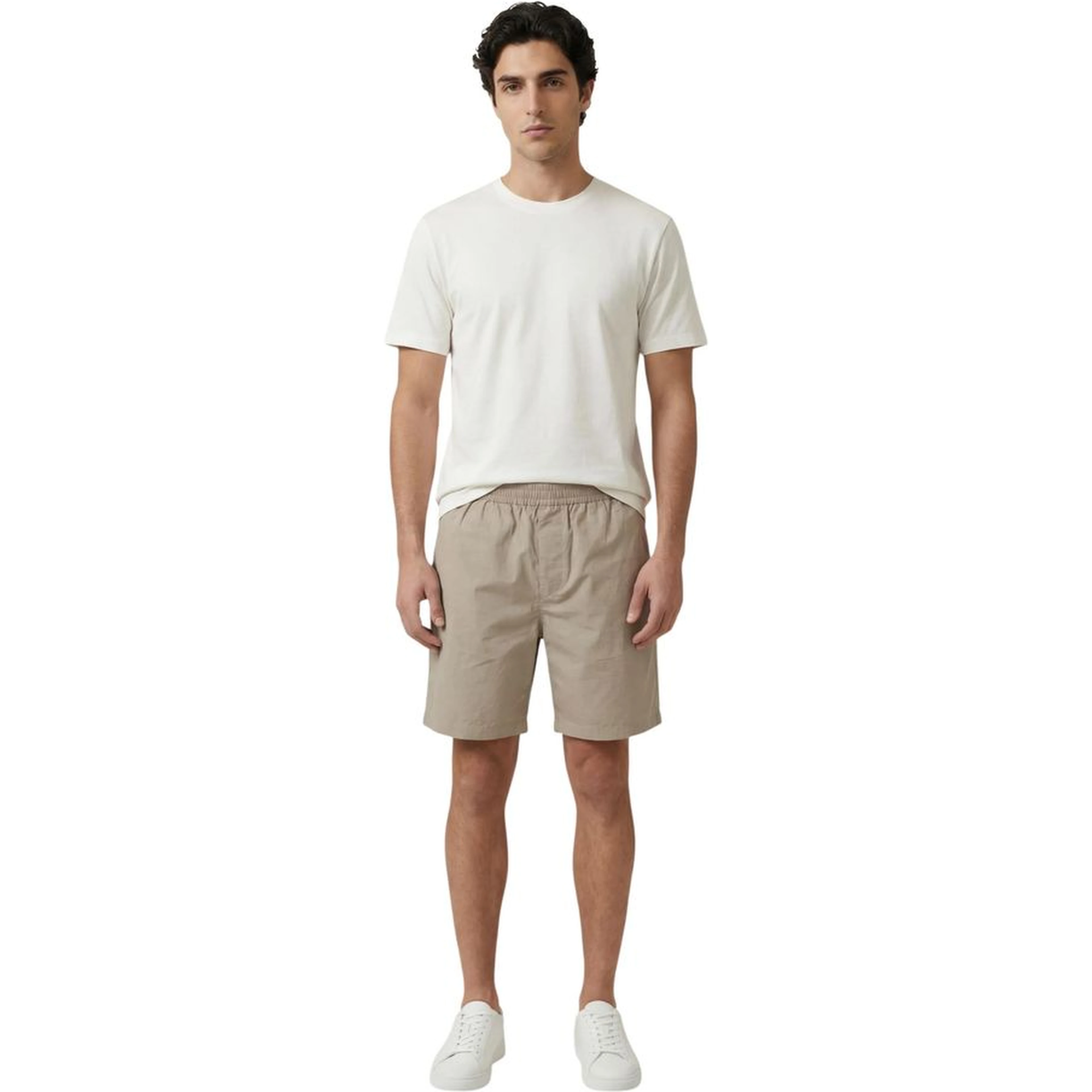 Beige Cotton Knee Length