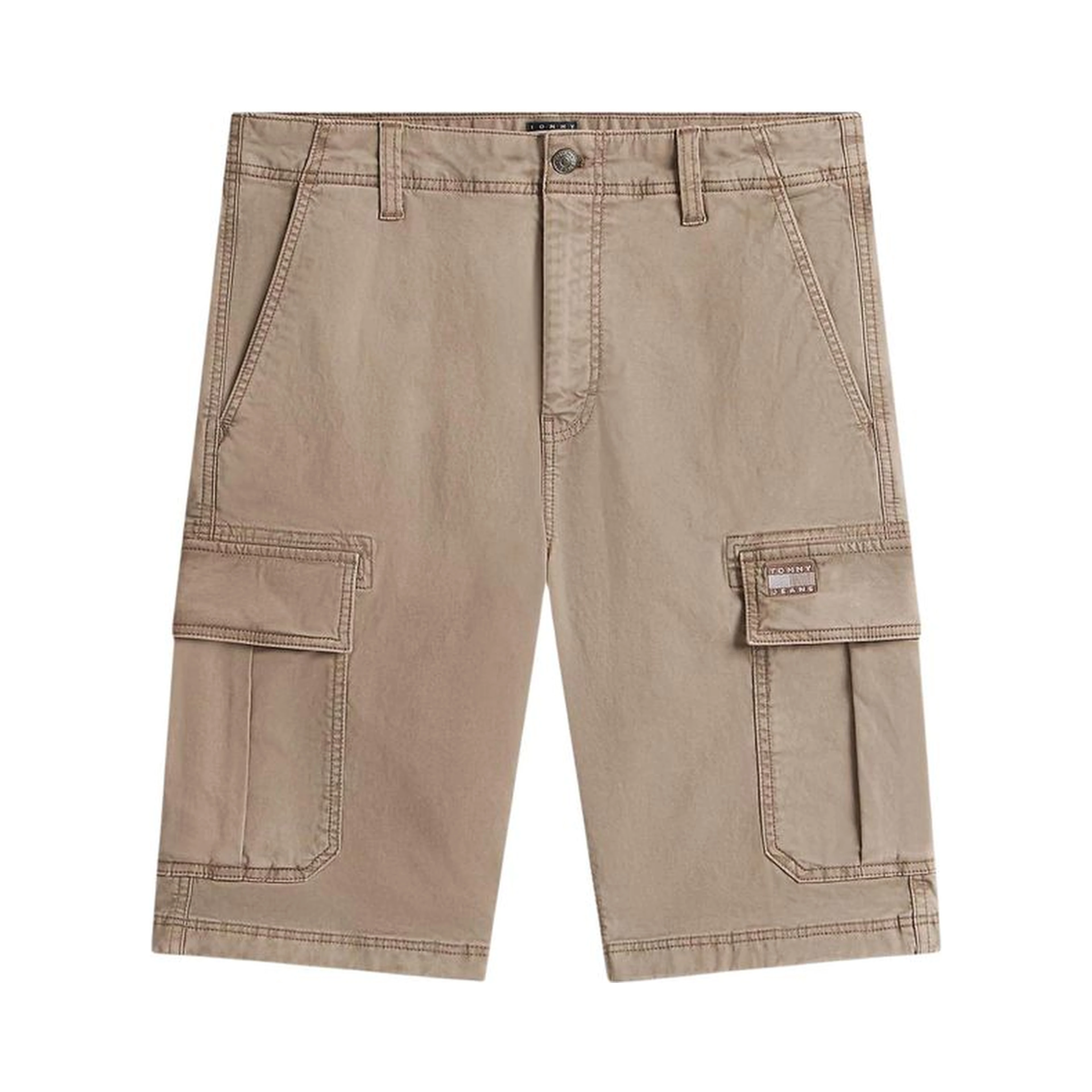 Beige Recycled Cotton Cargo Shorts