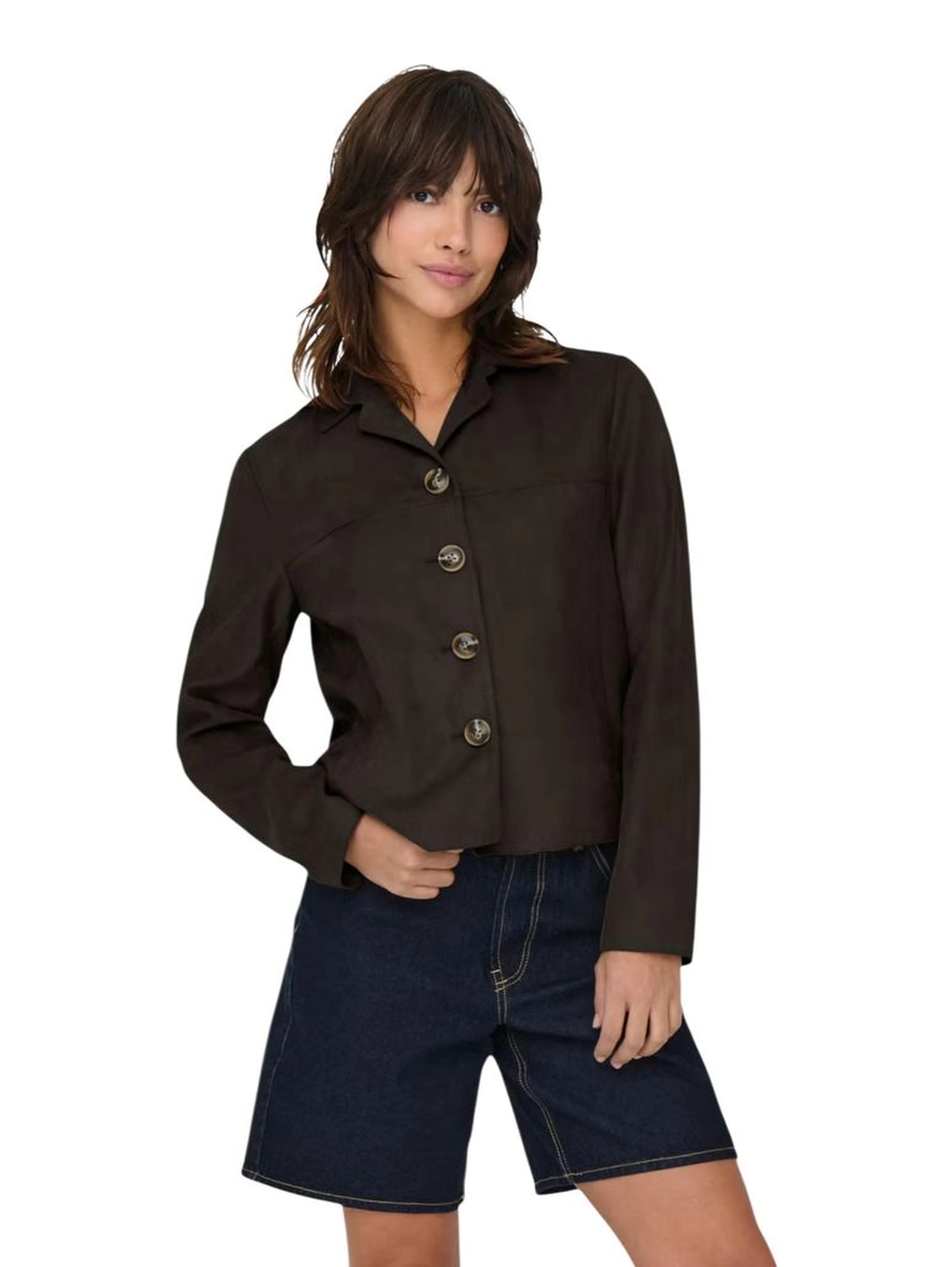 Brown Polyester Full-Length Jacket