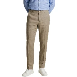 Beige Linen Casual Pants