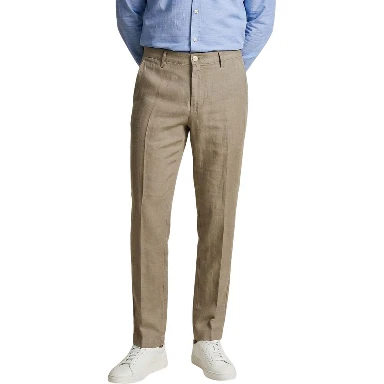 Beige Linen Casual Pants