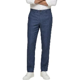 Blue Linen Casual Pants