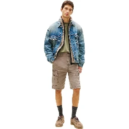 Beige Recycled Cotton Cargo Shorts