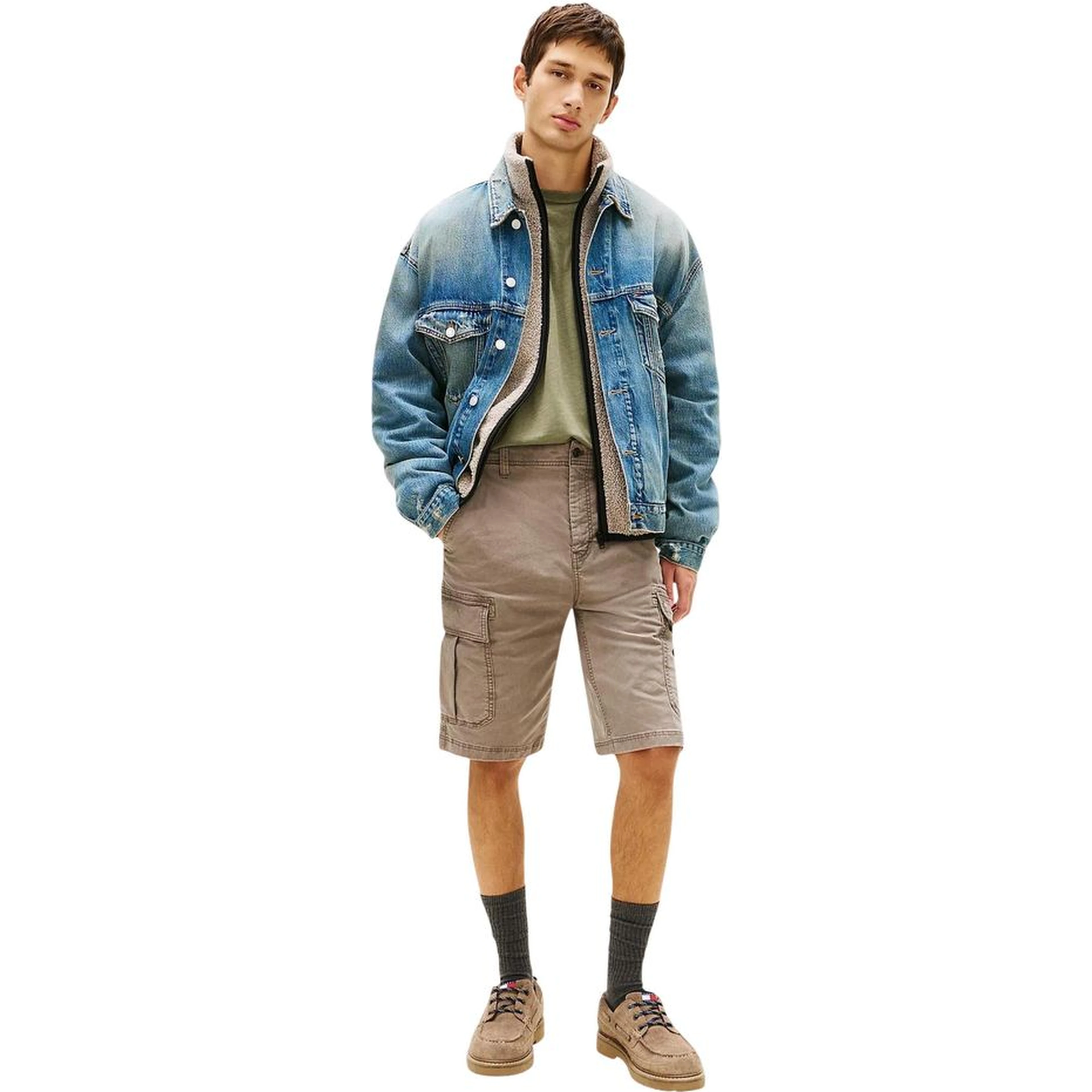 Beige Recycled Cotton Cargo Shorts