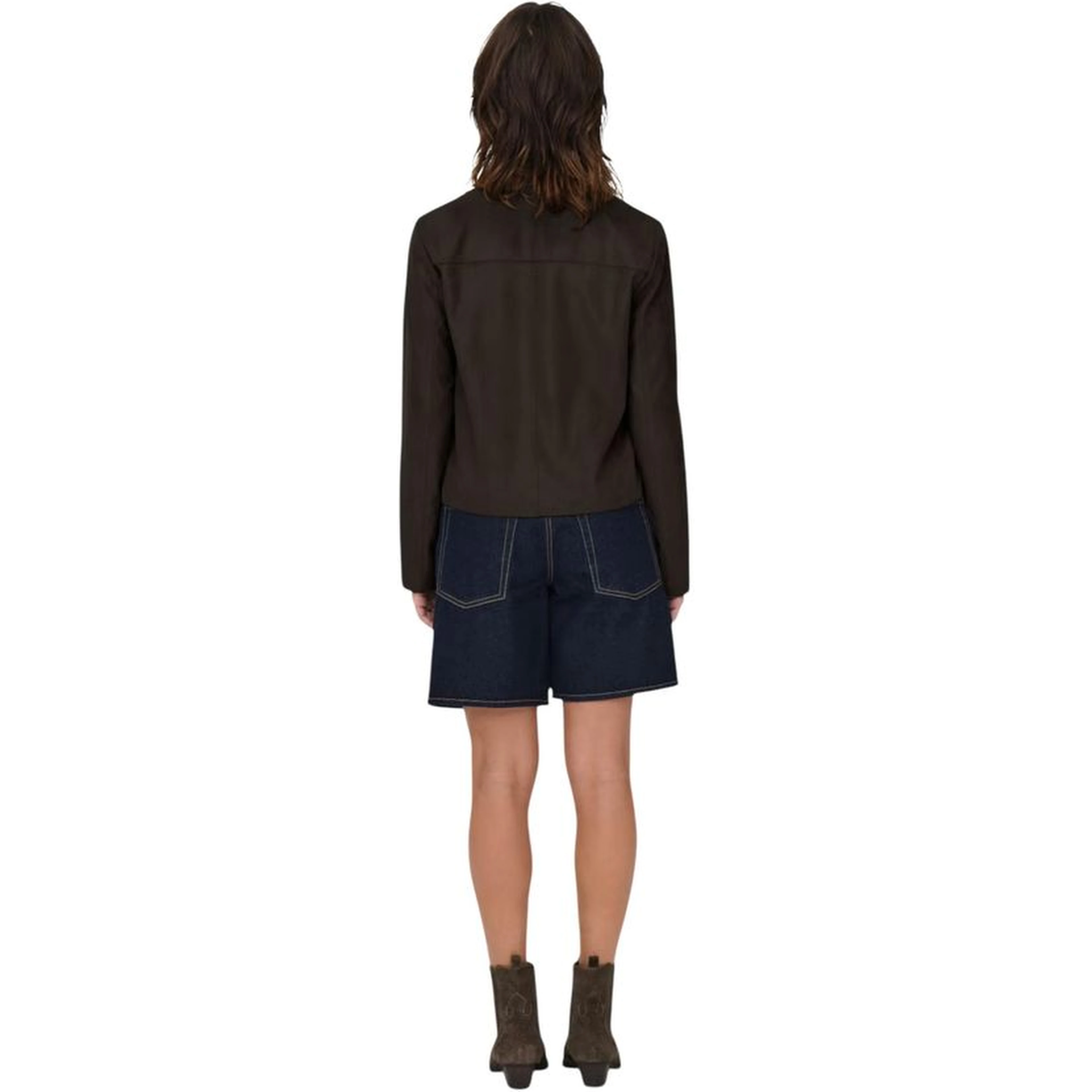 Brown Polyester Full-Length Jacket