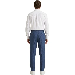 Blue Linen Casual Pants